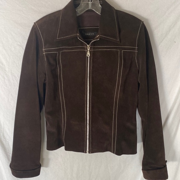 Swann by Antonia Rovira Chocolate Brown Suede/Leather Jacket - Picture 1 of 6